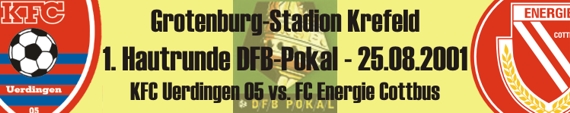 Banner vom DFB-Pokalspiel gegen Energie Cottbus