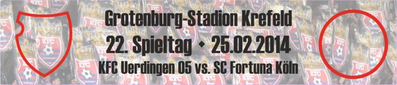 Banner des Nachholspiels vom 22. Spieltag gegen Fortuna Köln