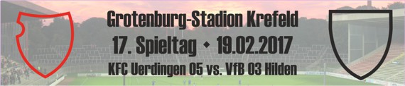 Banner des Nachholspiels vom 17. Spieltag gegen den VfB 03 Hilden
