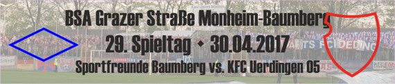 Banner vom 29. Spieltag bei den Sportfreunden Baumberg