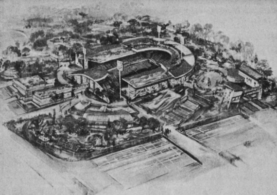 Modellskizze des geplanten "Grotenburg-Center" Ende der 1990er Jahre