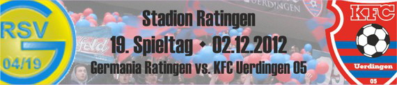 Banner des 19. Spieltags bei der Ratinger Spielvereinigung 04/19