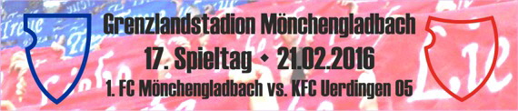 Banner des Nachholspiels vom 17. Spieltags beim 1. FC Mönchengladbach