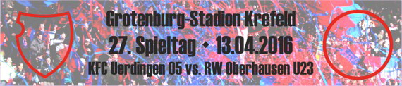 Banner des 27. Spieltags gegen die U23 des SC Rot-Weiß Oberhausen